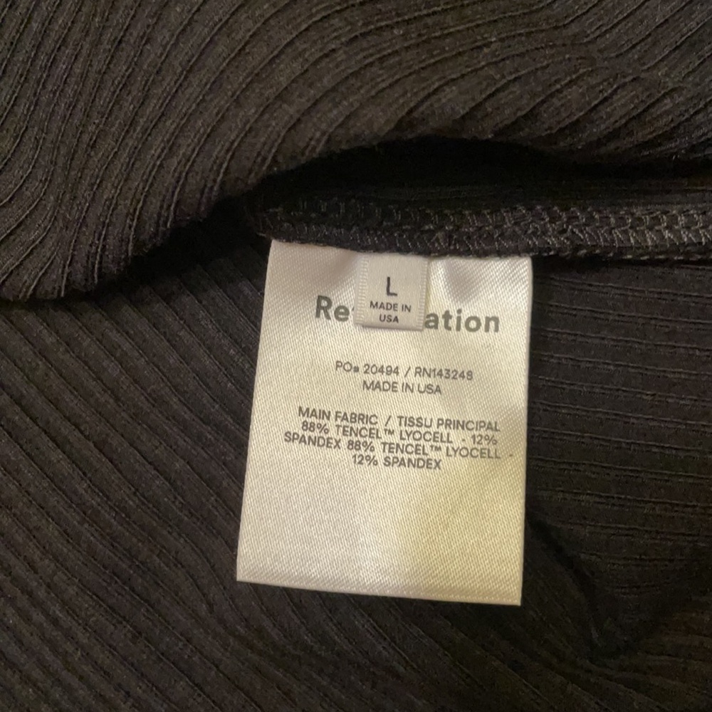 Reformation Black Elias Ribbed Scoop Neck Mini Dress Size L - Picture 6 of 9